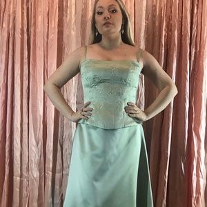 Vintage Sage Green Corset Bridal Gown - Two Piece